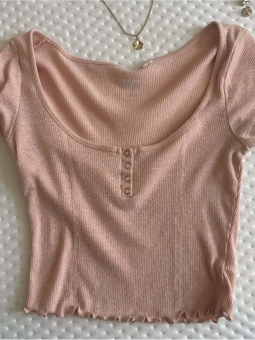 PacSun Ribbed Scoop-Neck Crop Top in Pale Pink